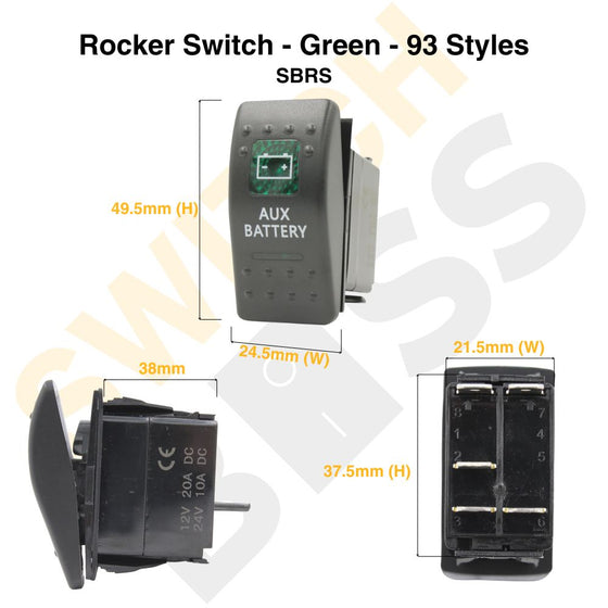 Rocker Switch - Green - 93 Styles