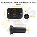 100W Type-C USB + 36W USB-A - Round-14
