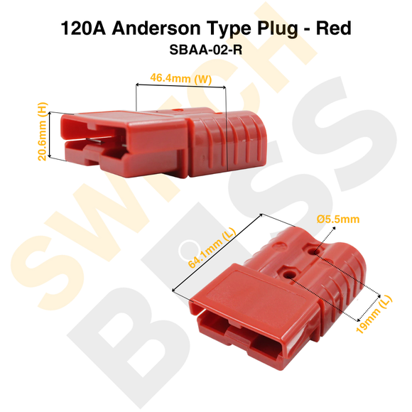 120A Anderson Type Plug - Red