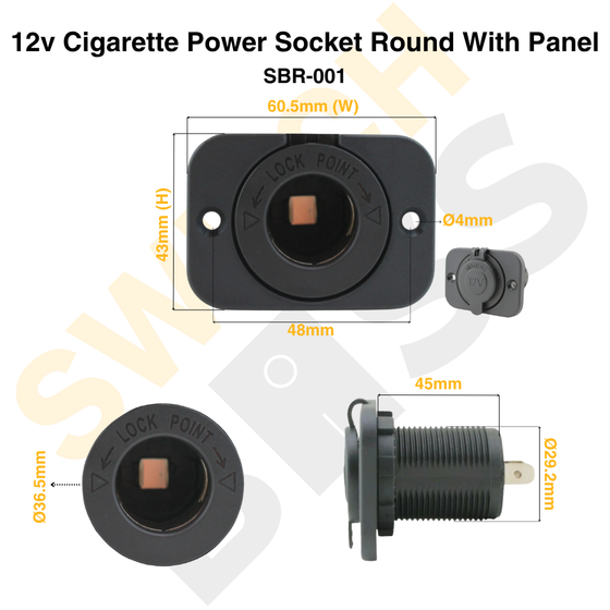 12V Cigarette Power Socket - Round