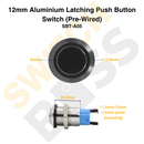 12mm Aluminium Latching Push Button Switch (Pre-Wired)-9