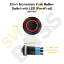 12mm Momentary Push Button Switch with LED (Pre-Wired)-10