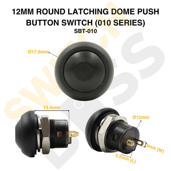 12mm Round Latching Dome Push Button Switch (010 Series)