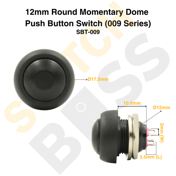 12mm Round Momentary Dome Push Button Switch (009 Series)