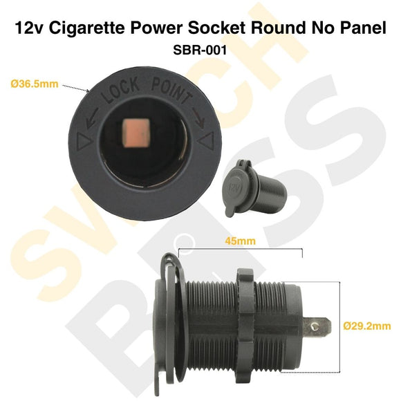 12V Cigarette Power Socket - Round