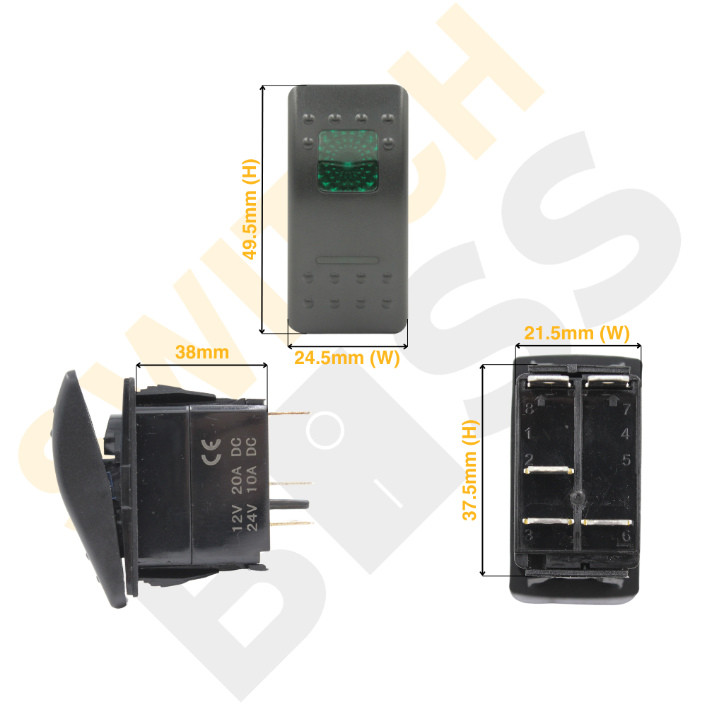 Custom Assembled Rocker Switch - Green LED | Switch Boss