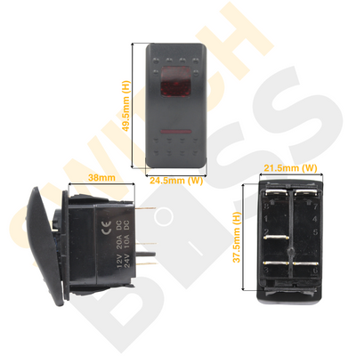 Custom Assembled Rocker Switch - Red LED - 0