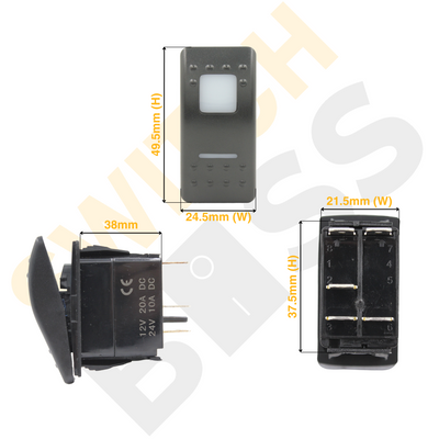 Custom Assembled Rocker Switch - White LED - 0