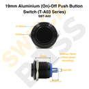 19mm Anodised Aluminium Momentary Push Button Switch (T-A03 Series)-10