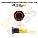 19mm Latching Push Button Switch with LED (R19 Series)-19