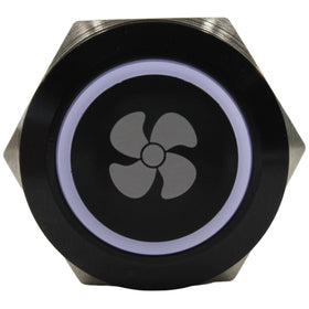 Laser Etched 19mm Push Switch/White Ring LED (R19 Series) - 0