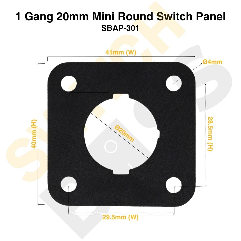Sizing Guide 1 Gang 20mm Mini Round Switch Panel