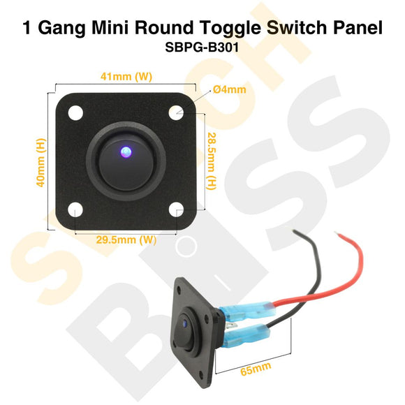 Sizing Guide 1 Gang Mini Round Toggle Switch Panel