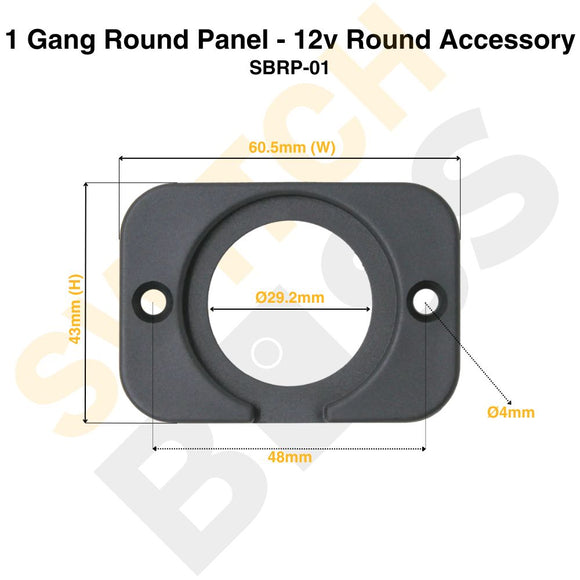 1 Gang Round Panel - 12V Round Accessory