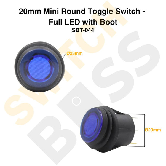 20mm Mini Round Toggle Switch - Full LED with Boot