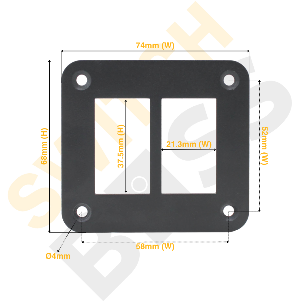 Aluminium 2 Gang Panel - Rocker Switch - 0