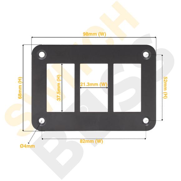 Aluminium 3 Gang Panel - Rocker Switch