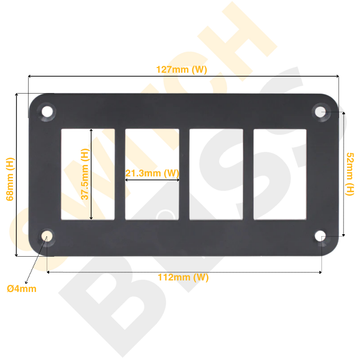 Aluminium 4 Gang Panel - Rocker Switch - 0
