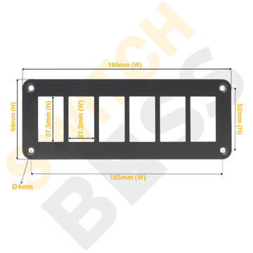 Aluminium 6 Gang Panel - Rocker Switch - 0