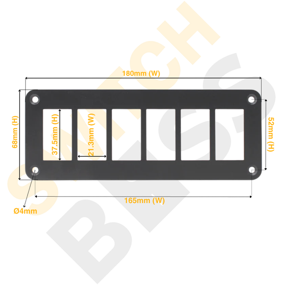 Aluminium 6 Gang Panel - Rocker Switch