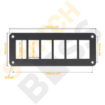 Aluminium 6 Gang Panel - Rocker Switch