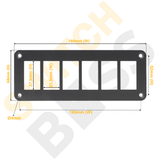 Aluminium 6 Gang Panel - Rocker Switch