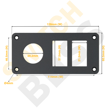 Aluminium 2+1 Gang Panel - Rocker Switch - 0