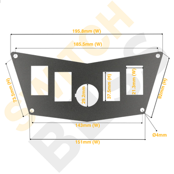 Aluminium 4+1 Gang Batwing Panel - Rocker Switch - 0