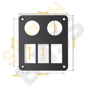 Aluminium 3+2 Gang Panel - Rocker Switch - 0