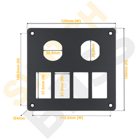 Aluminium 4+2 Gang Panel - Rocker Switch - 0