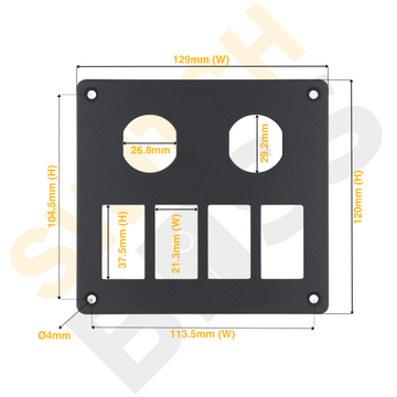 Aluminium 4+2 Gang Panel - Rocker Switch - 0