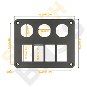 Aluminium 4+3 Gang Panel - Rocker Switch - 0