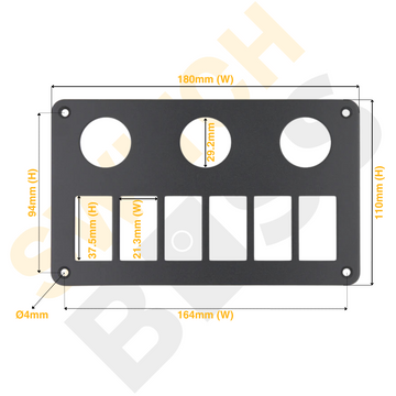 Aluminium 6+3 Gang Panel - Rocker Switch - 0
