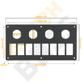 Aluminium 8+4 Gang Panel - Rocker Switch - 0