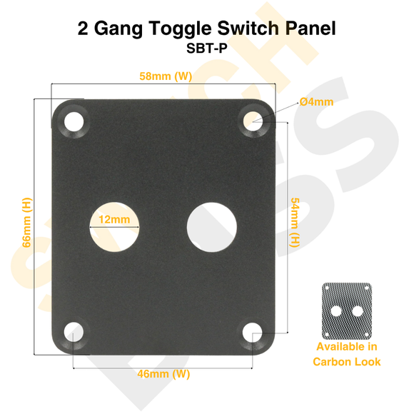2 Gang 12mm Toggle Switch Panel