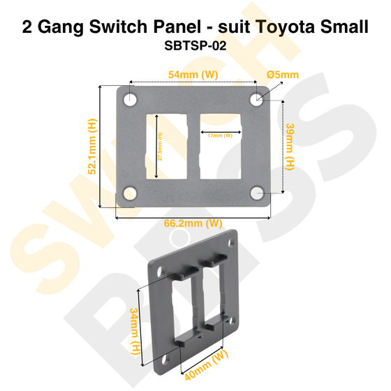 2 Gang Switch Panel - suit Toyota Small