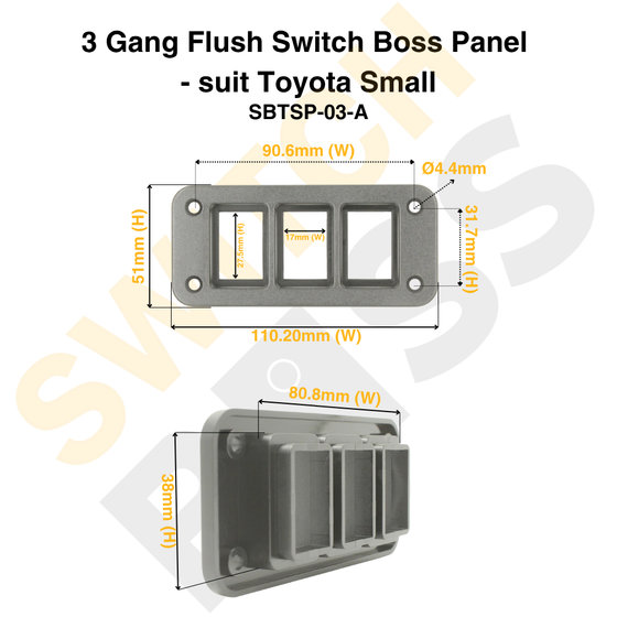 3 Gang Flush Switch Boss Panel - suit Toyota Small