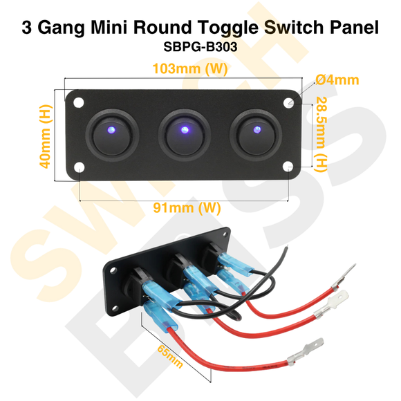 3 Gang Mini Round Toggle Switch Panel