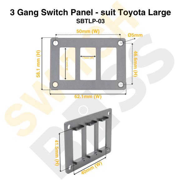 3 Gang Switch Panel - suit Toyota Large