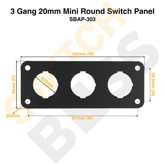 3 Gang 20mm Mini Round Switch Panel