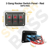3 Gang Rocker Switch Panel - Red