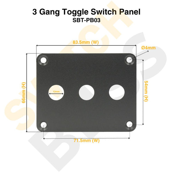 3 Gang 12mm Toggle Switch Panel