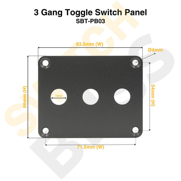 3 Gang 12mm Toggle Switch Panel