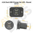 4.2A Dual USB Charger No LED - Round-11