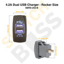 Sizing Guide 4.2A Dual USB Charger - Rocker Size