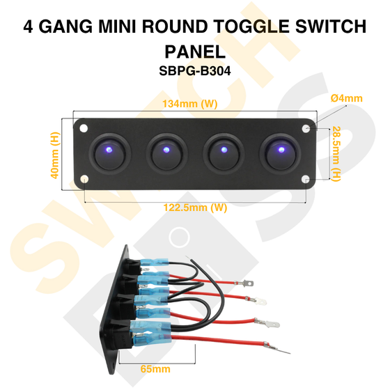 4 Gang Mini Round Toggle Switch Panel