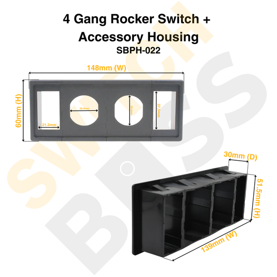 4 Gang Rocker Switch + Accessory Housing