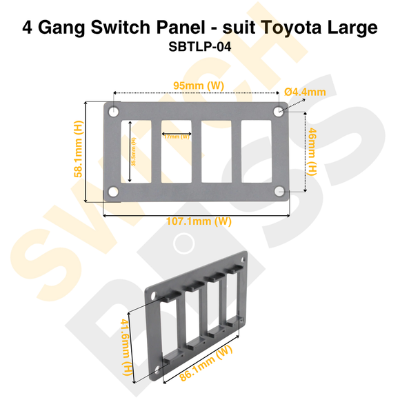 4 Gang Switch Panel - suit Toyota Large