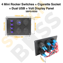 4 Mini Rocker Switches + Cigarette Socket + Dual USB + Volt Display Panel-10