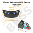 4 Rocker Switch + Dual USB Batwing Style Panel-10